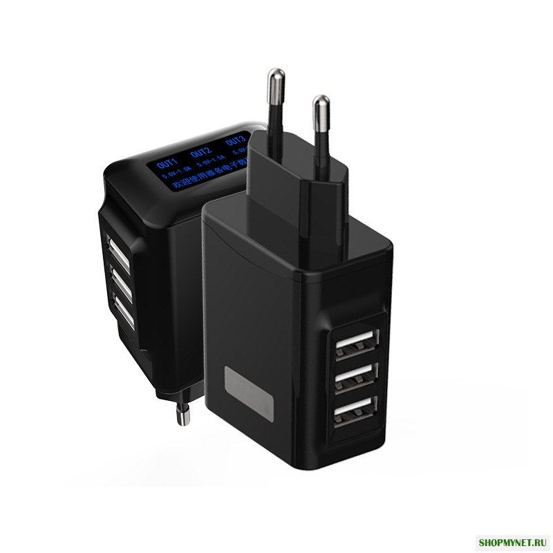 Bakeey 3 USB-порта OLED Текущее напряжение Дисплей 5V 3A Зарядное устройство EU Plug для iPhone X S8 S9 8 Plus