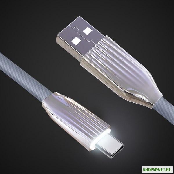 Cafele Светодиодный 2.1A Type C Плоский зарядный кабель для передачи данных 1,2 м для Oneplus 6 Xiaomi 8 8 se S9